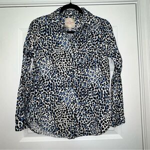 Casa cabana Animal Print Long Sleeve Button Front Blouse Shirt Top